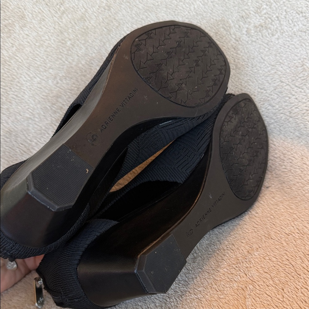Adrienne Vittadini Black Peep-Toe Wedges - Picture 5 of 7